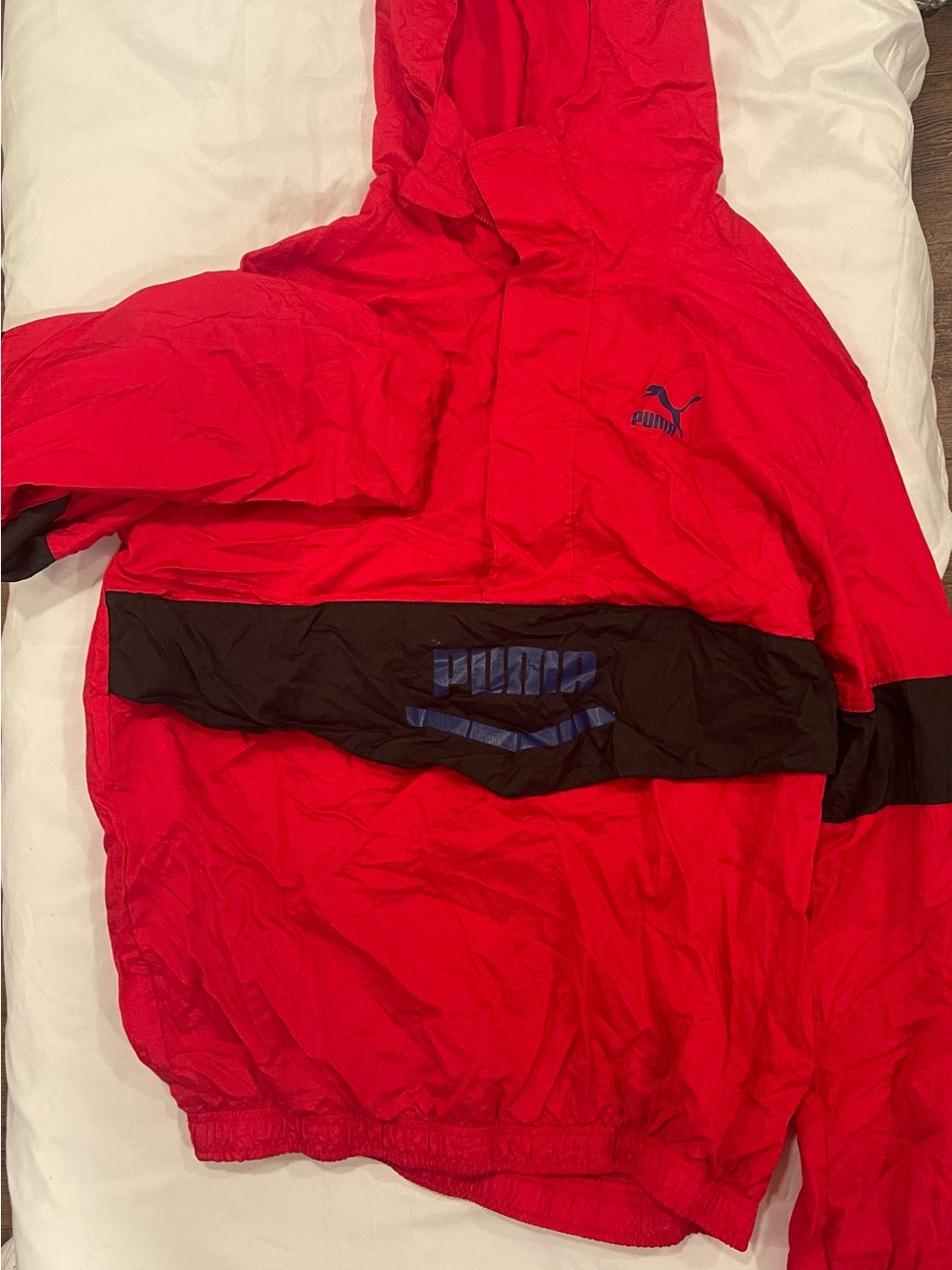 Puma Red and Black Kids' Hooded Raincoat